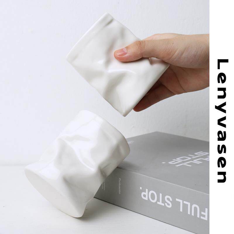 lenyvasen 原创奶白色无手把咖啡杯陶瓷纸袋水杯家用牛奶杯饮料杯