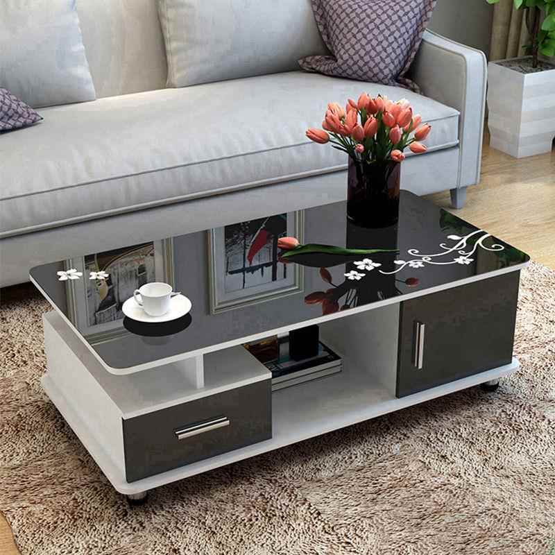 茶几小桌子家合用客厅小DXN型现代简约电户视柜组红轻网奢玻璃茶