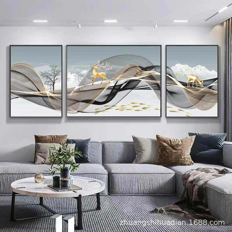 2025新款客厅装饰画三联沙发背景墙挂画现代简约大气壁画卧室墙画