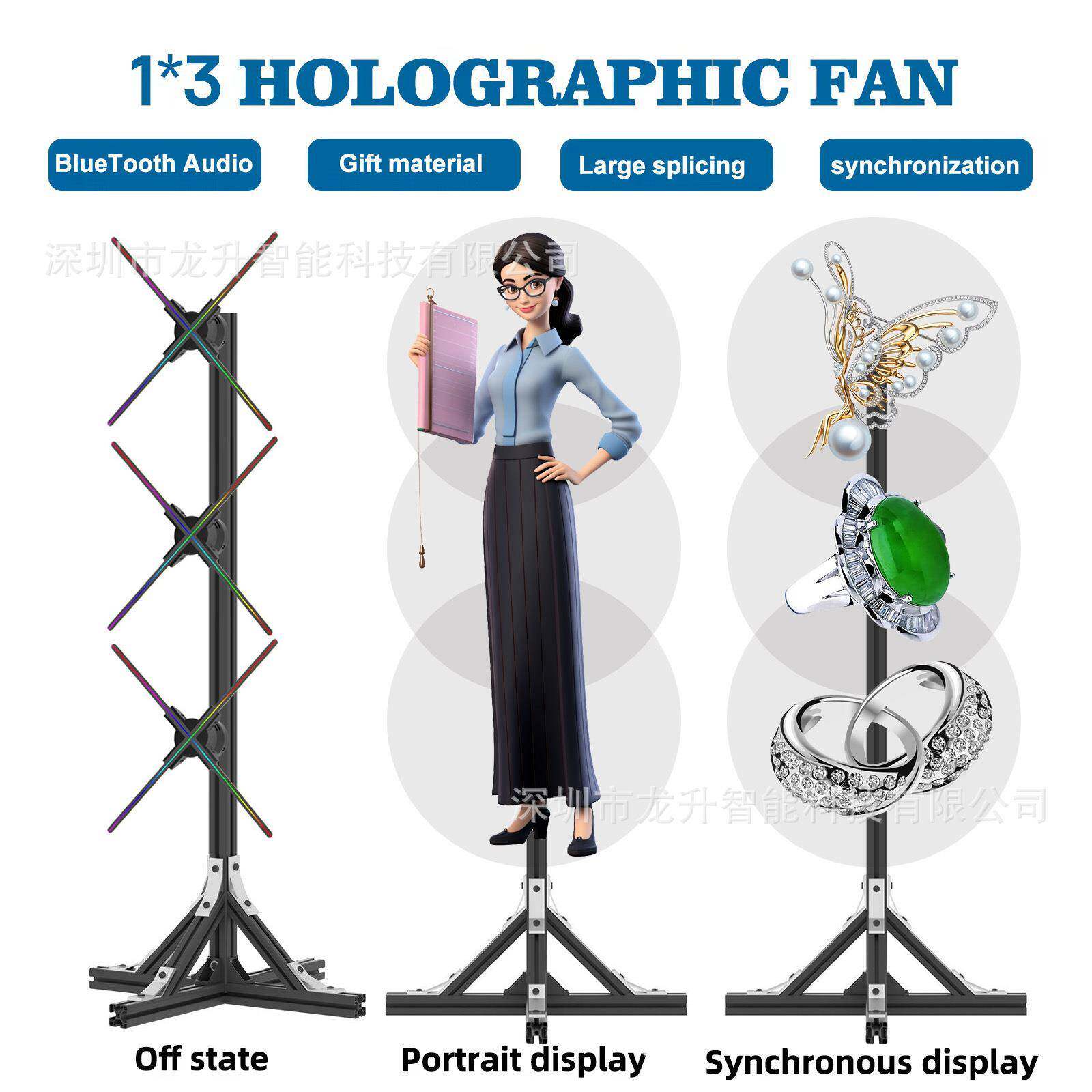 3d全息风扇祼眼广告机拼接联屏支架配套立式配件 3d hologram fan