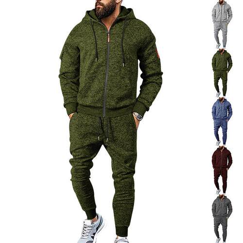 Men's Thick Fleece Lined Hoodie Set Winter Loose-Fit Street