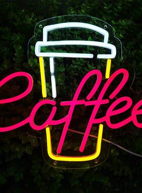 亚马逊跨境LED霓虹灯咖啡店coffee装饰灯发光字母灯广告灯牌招牌