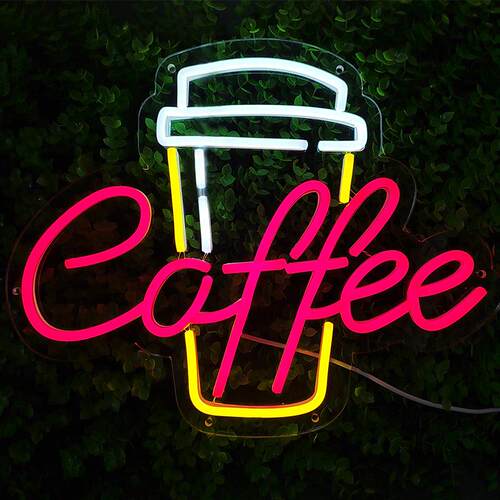 亚马逊跨境LED霓虹灯咖啡店coffee装饰灯发光字母灯广告灯牌招牌