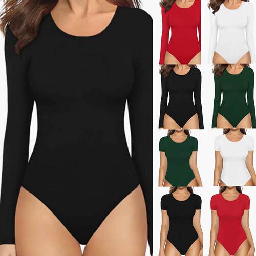 Sleeve Bodysuit Women Scoop Neck Body Hugging Thong Suits