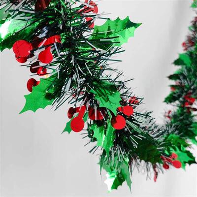 Christmas Garland Emerald Green and Red Berries Party Decor