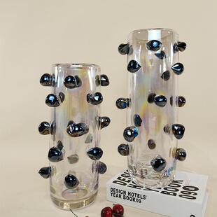 现代简售约欧式 B018件样板楼 软轻奢透明房玻璃打点花瓶花器摆QZ