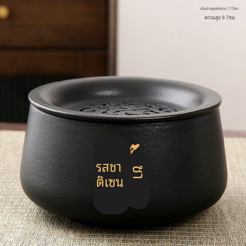 建水陶瓷茶渣缸茶洗带盖配件茶杯收纳碗功夫茶具大水孟废水桶家用