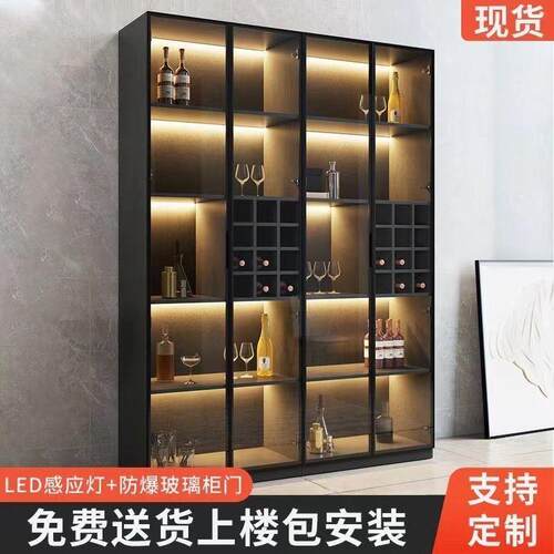 展示柜带茶水酒柜靠墙餐边柜轻奢玻璃门客厅储物柜高档储柜家用子