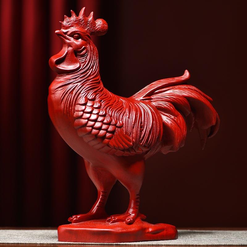 木雕摆件大公鸡实木制雕刻动物十二生肖家居装饰客厅办公司工艺品