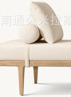 RH美式现代简约实木布艺沙发客厅沙发凳卧室床尾凳民宿公寓休闲长
