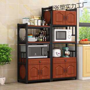 厨房置物架落地式微波炉置物架电烤箱收纳架子餐边柜多层橱柜欧式