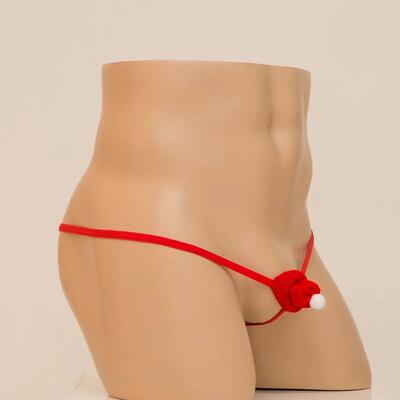 Sexy Mens Cock Christmas Hat Underwear Men T-back Panties