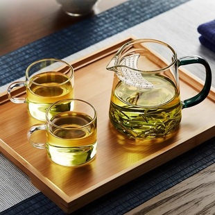 茶漏一体玻璃月牙公道杯高档加厚带过滤分茶器功夫玻璃茶海公道杯