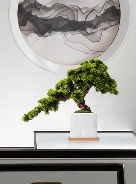 仿真植物崖柏迎客松盆景摆件茶楼酒店玄关桌售楼处新中式软装饰品