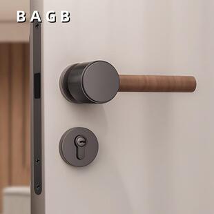 BAGB新中式 房门锁分体卧室门锁室内磁吸木门锁静音房间家用木锁具