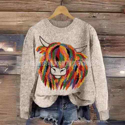 autumn winter new round neck sweater vintage niche rabbit