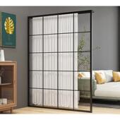 家用北欧风铁艺隔断屏风客厅玄关店分隔墙简约黑框装 饰挂窗帘