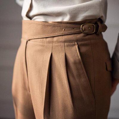 Men's Solid Color Pants without Belt