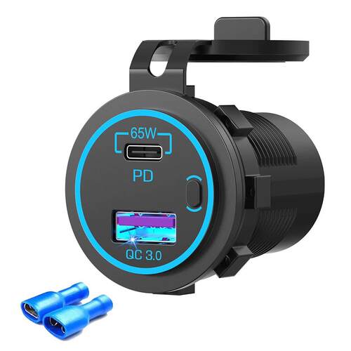 usb充电器 汽车游艇车载手机平板QC3.0快充 房车pd大电流充电座