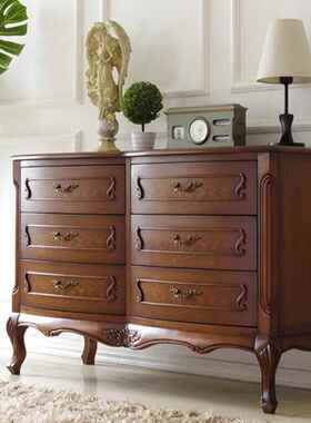 W7美式实木斗柜客厅玄关柜法式欧式复古五斗橱卧室电视柜收纳储物