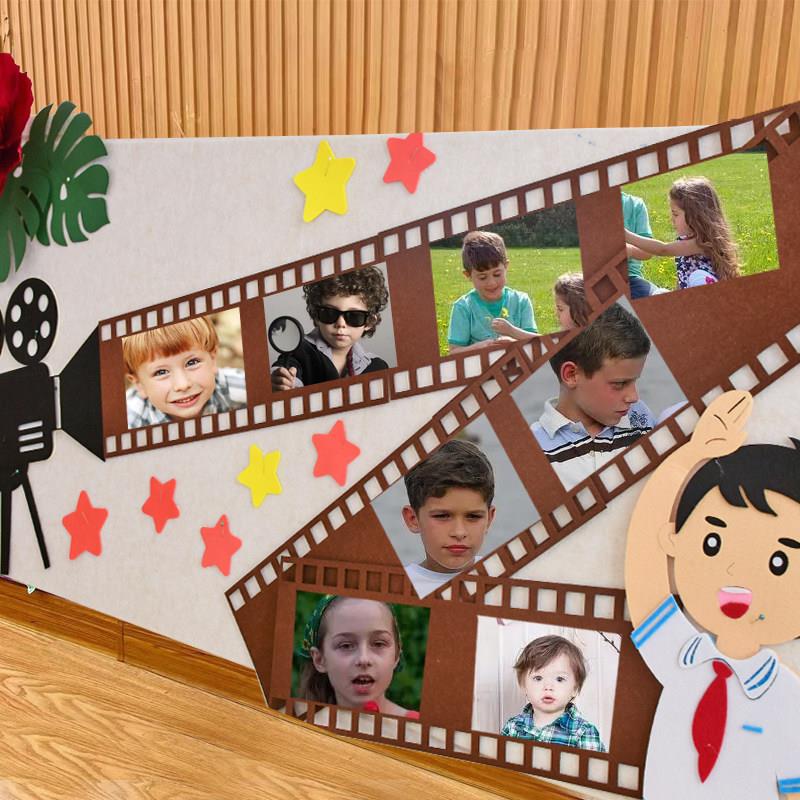 不织布胶卷环创照片墙面墙贴幼儿园主题区角区域装饰布置材料用品