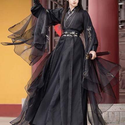魏晋制男女同款汉服中国风超仙飘逸大袖衫齐腰襦裙交领衫刺绣古装