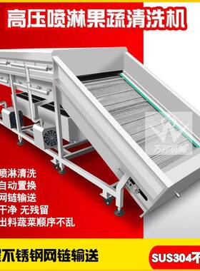 喷淋清洗机 现货通过式长类蔬菜清洗机 压气泡喷淋果蔬清洗设备