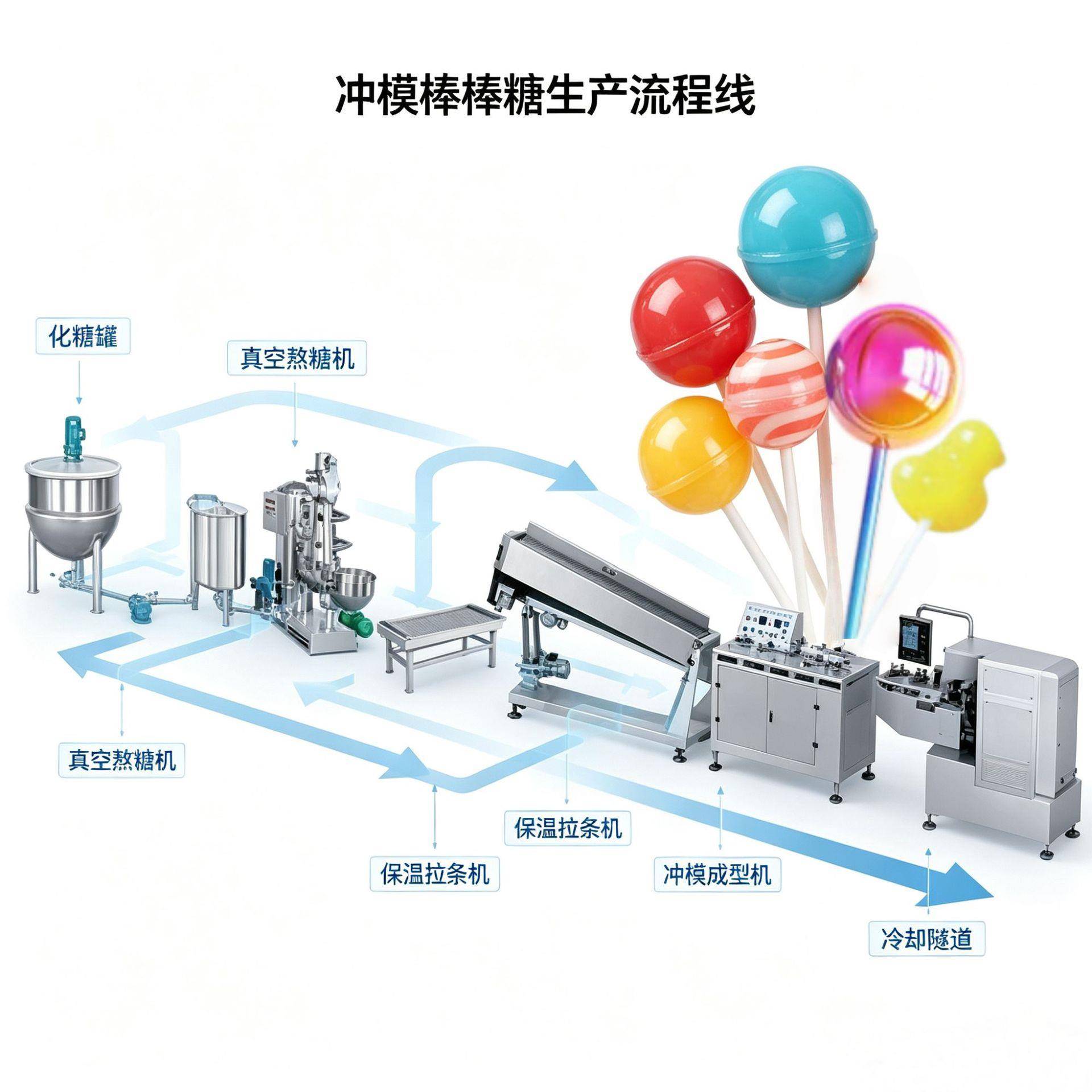 上海隽聿生产棒棒糖设备球形棒棒糖生产线异形硬质棒棒糖冲模生产