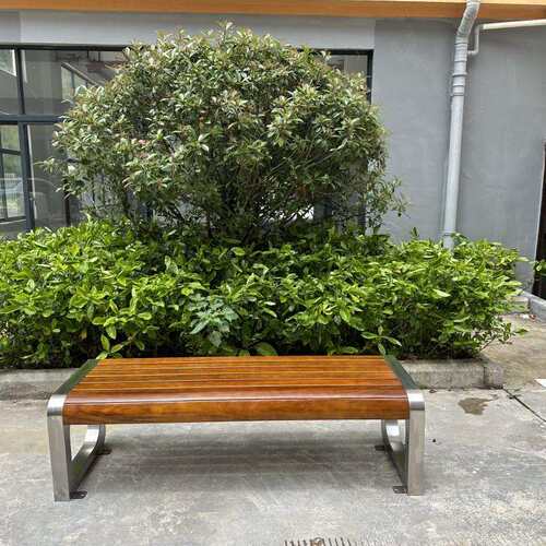 户外防腐实木无靠背小叶椅庭院小区景区长条加厚加宽坐凳联排