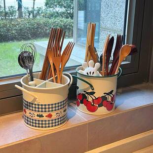 覆古铁艺筷子笼多功能碗筷餐具收纳盒筒子通风沥水食品级家用厨房