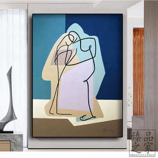 壁画寂油画墙沙发抽象高级艺术风玄关装饰画中古背景小众客厅侘感