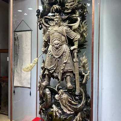 太行崖柏根雕摆件大关公财神客厅木雕玄关羽公司乔迁开业工艺梦源