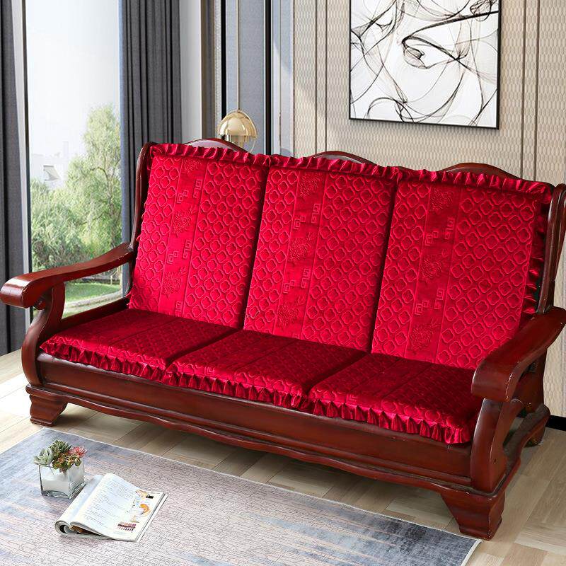 沙实木发垫带靠背加厚XX842712老海绵中式木沙发坐红垫防滑椅垫式