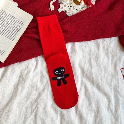 本命年红色袜子情侣个性打底袜