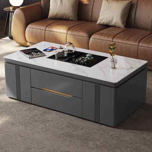 智能语音升降茶几全自动岩板功夫茶台一体式泡茶桌客厅家用高级感