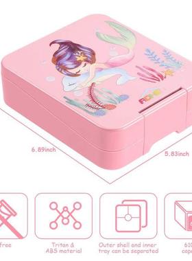 Bento Lunch Box for Kids: Mermaid Bento Boxes 4 Compartment