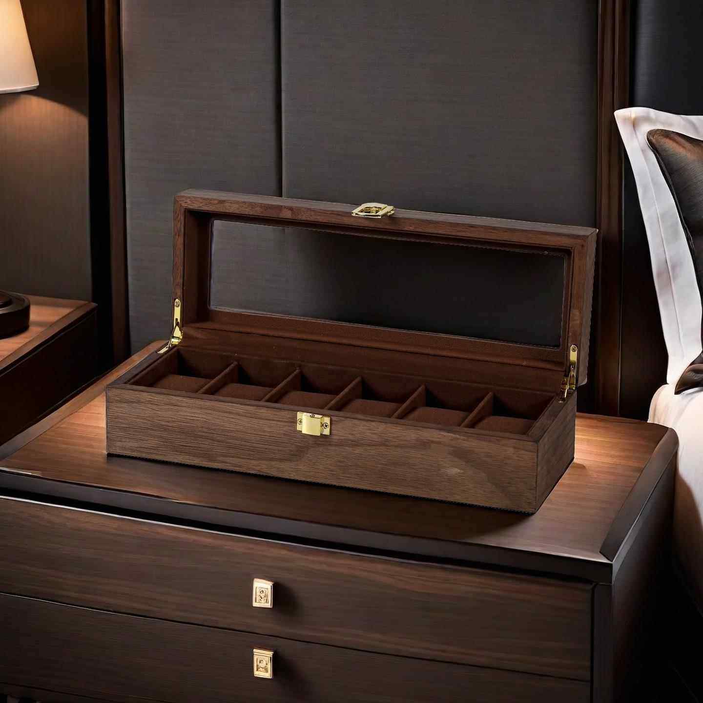 高档檀韵致远黑桃木纹602位手表1盒新品手表配饰收纳胡展示盒1子