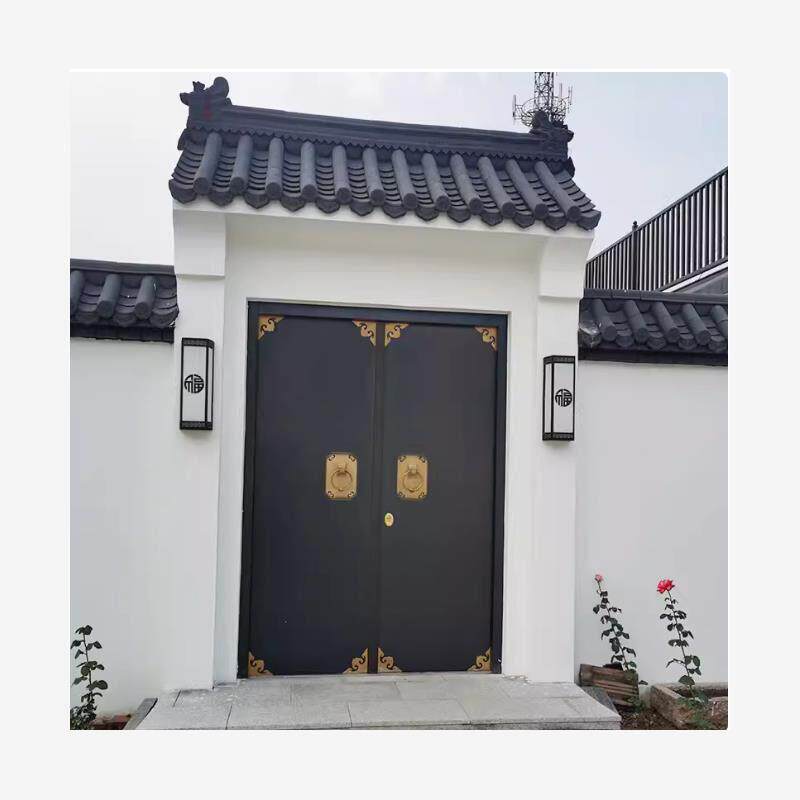中式铝合金庭院门铝艺户外别墅院子门头铁艺门楼农村花园电动双开