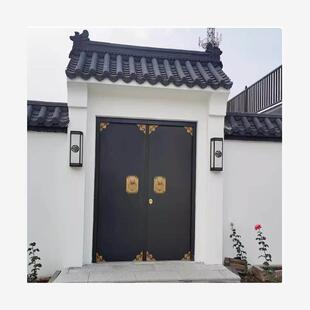 中式铝合金庭院门铝艺户外别墅院子门头铁艺门楼农村花园电动双开