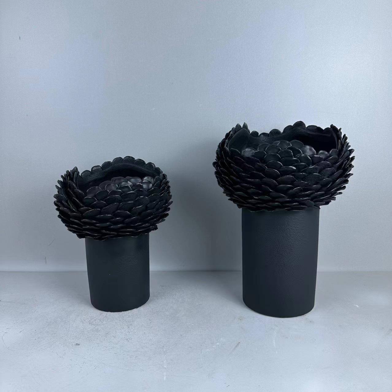 中古风售楼部手工创意抽象陶瓷花瓶摆件酒店餐桌摆件展示架工艺品