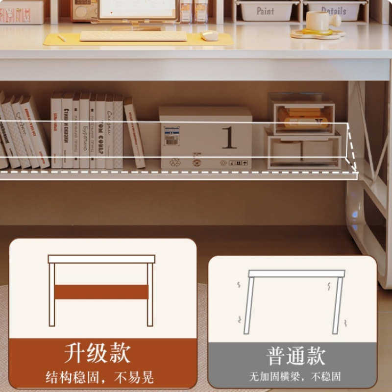 电脑桌子椅子一套台式家用简约书桌书柜一体学生学习桌办公小桌子图片