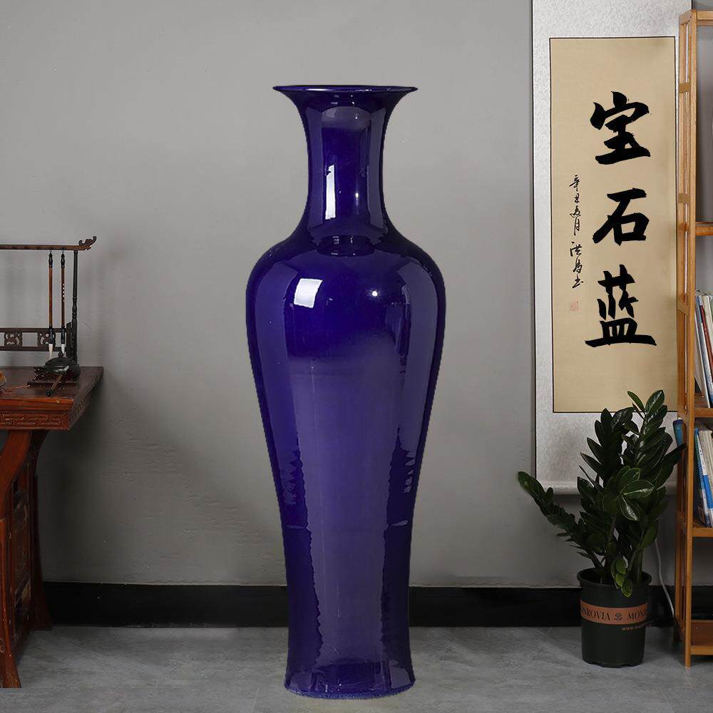 景德镇陶瓷器中国红色落地大花瓶摆件客厅玄关办公室装饰大号特大