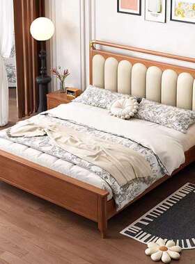 法式复古实木床式民主宿中古风家HMJ-Z01用艺术风软靠美1.大8m双