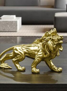 客厅高端精致摆件欧式狮子创意雄狮树脂工艺品家居客厅电视柜酒柜