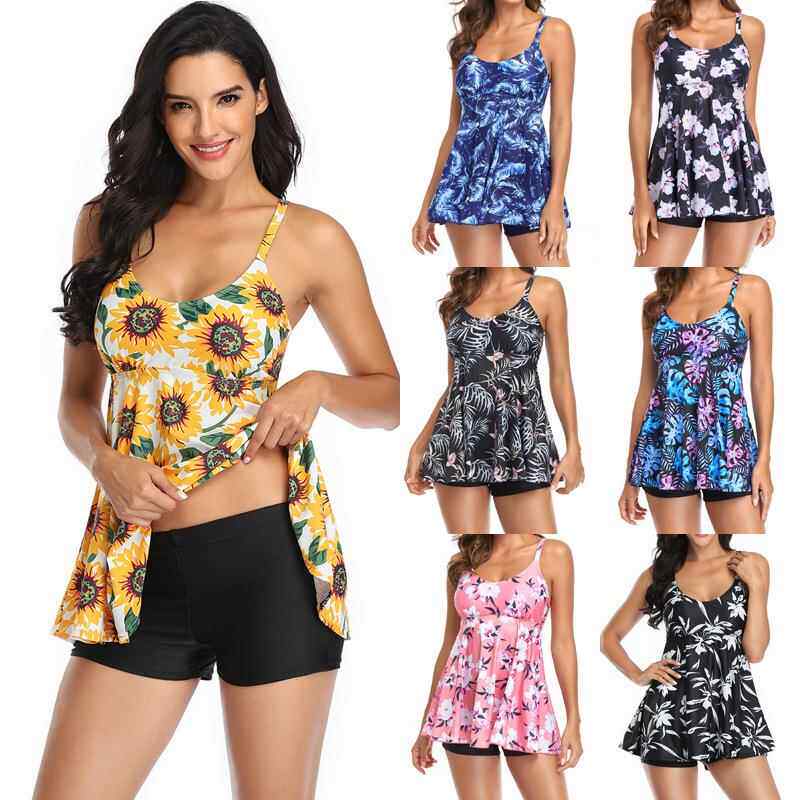 swimsuit split skirt boxer widened girl fat size plus women