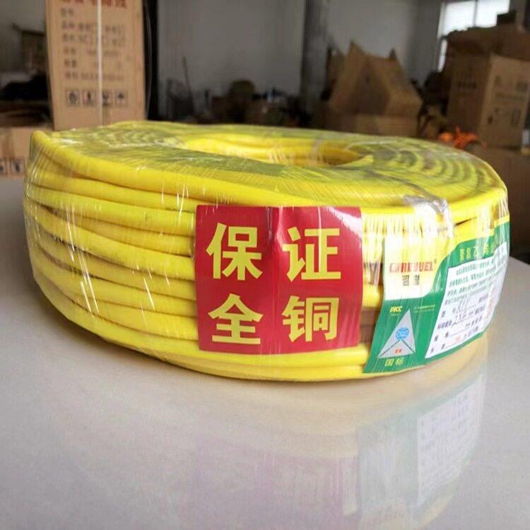 花线交织线黄电缆一卷一盘纯铜牛筋料电线双色线户外工地软线二芯