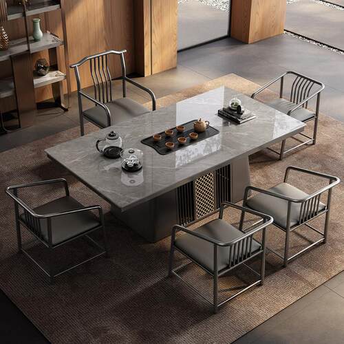 茶桌2025新款高端岩板茶桌椅组合办公室家用茶台泡茶桌烧水壶一体