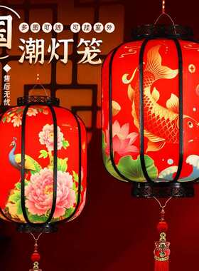 2026新款旋转灯笼LED走马灯充电红新年春节阳台大门口中国风