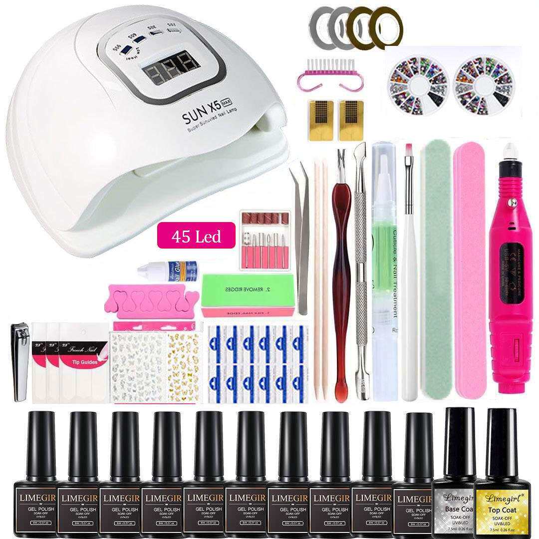 跨境美甲全套工具光疗机甲油胶套装美甲工具全套饰品现货供应