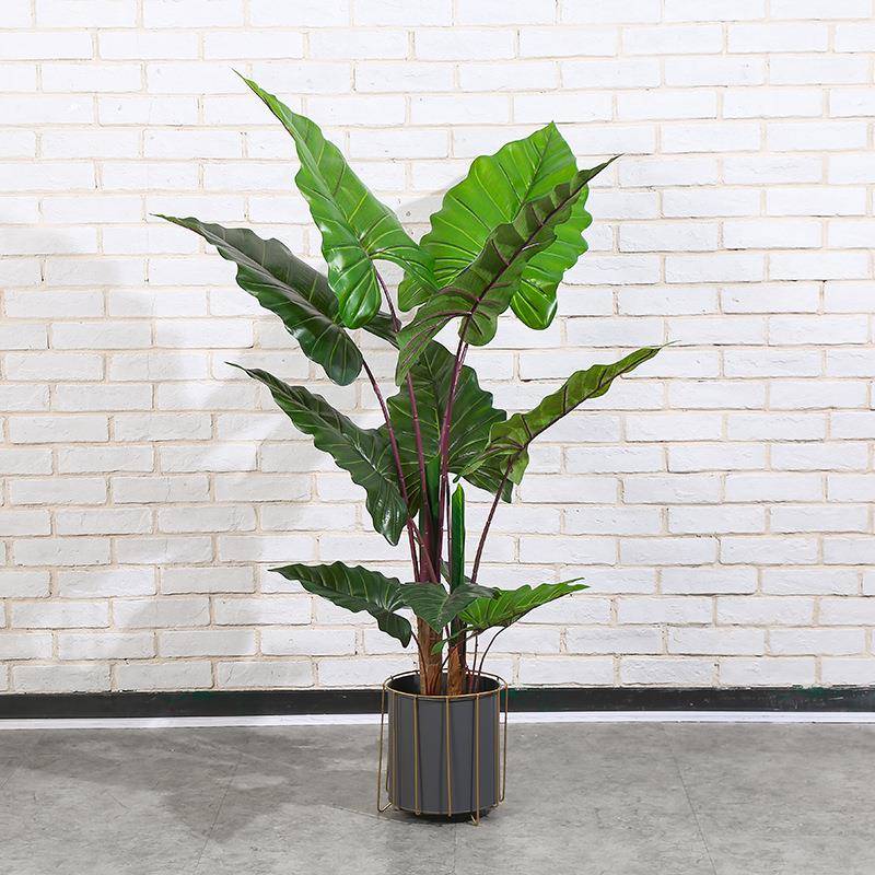 跨境仿真植物彩虹芋盆栽室内仿真大型绿植落地摆件酒店假树摆饰品